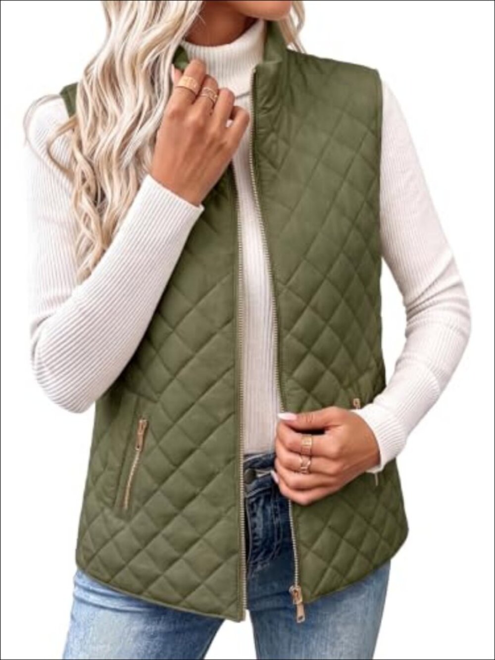 Lightweight Quilted Puffer Vest Zip Up Sleeveless Jacket